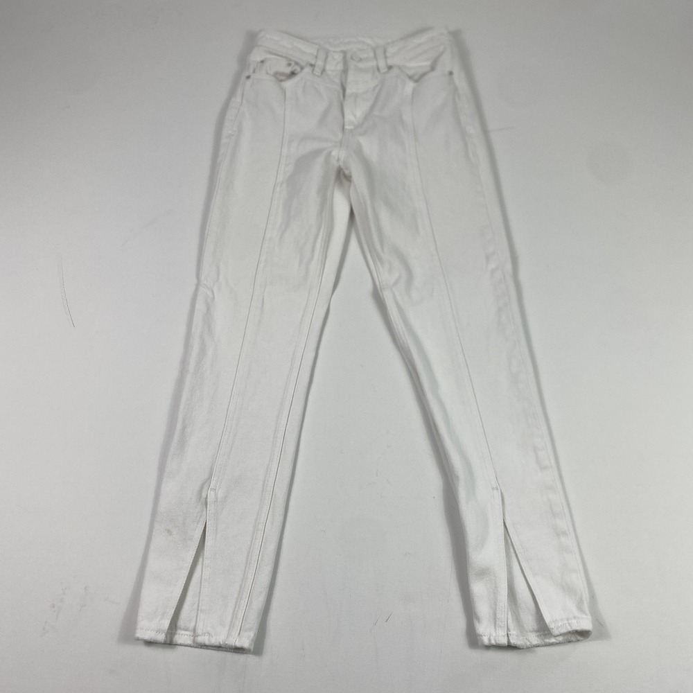 Ksubi Jeans Womens 26‎ White Split Hem High Rise Straight Leg Ankle Slit